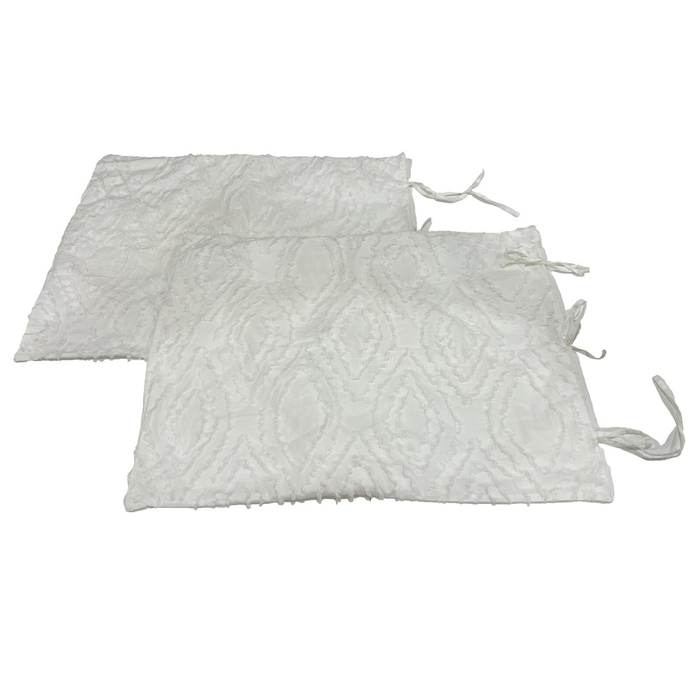 Restore Home White Pillow Shams Standard Sz Pillow Shams 2 Eyelash Fringe Cotton